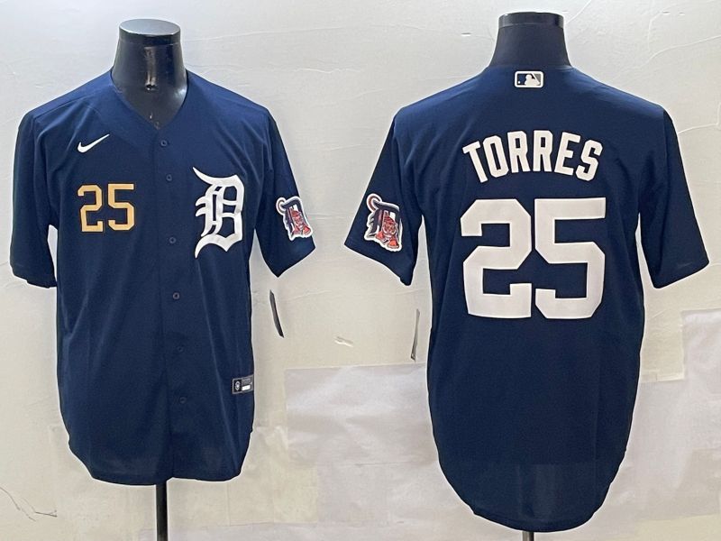 Men Detroit Tigers 25 Torres Drak Blue Game 2025 Nike MLB Jersey style 3129